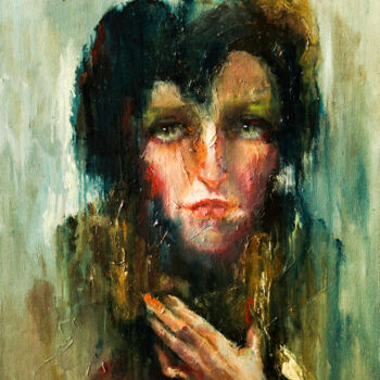 Painting titled "Frenchwoman" by Pavel Filin, Original Artwork, Oil Mounted on Wood Stretcher frame