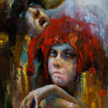 Painting titled "Dana" by Pavel Filin, Original Artwork, Oil Mounted on Wood Stretcher frame