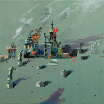 Картина под названием "Februar 1945 DRESDEN" - Pavel Filin, Подлинное произведение искусства, Масло Установлен на Деревянная…