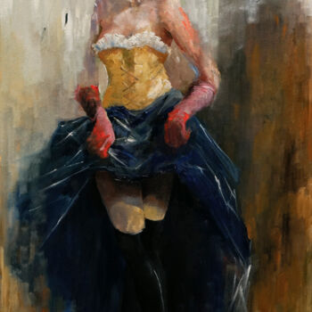Painting titled "cancan" by Pavel Filin, Original Artwork, Oil Mounted on Wood Stretcher frame