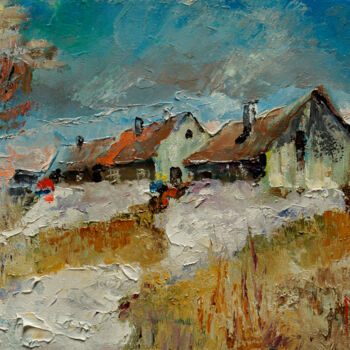 Painting titled "spring snow" by Pavel Filin, Original Artwork, Oil