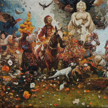 Painting titled "Planetary parade" by Pavel Guliaev, Original Artwork, Oil