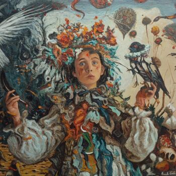 Malarstwo zatytułowany „Creator” autorstwa Pavel Guliaev, Oryginalna praca, Olej Zamontowany na Drewniana rama noszy