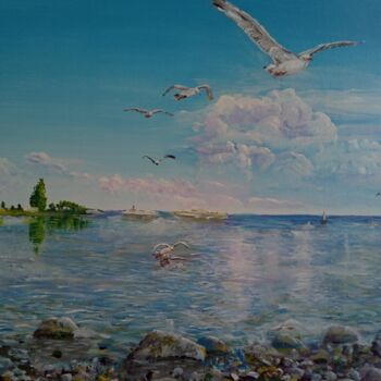 Peinture intitulée "Полёт чайки." par Pavel Guzhvin, Œuvre d'art originale, Acrylique