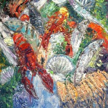 「seafood 3」というタイトルの絵画 Pavel Klimovによって, オリジナルのアートワーク, オイル