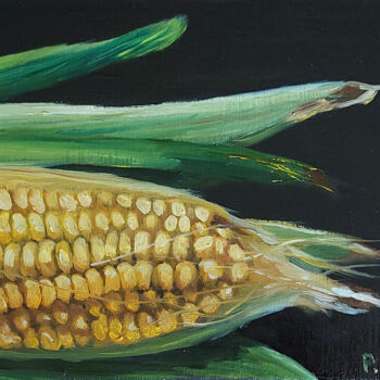 Painting titled "Corn" by Pavel Krasheninin, Original Artwork, Oil