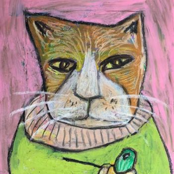 Dessin intitulée "Cat with wish #4" par Pavel Kuragin, Œuvre d'art originale, Pastel