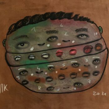 Painting titled "Surreal head #34" by Pavel Kuragin, Original Artwork, Pastel