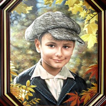 Painting titled "Portrait of my son" by Pavel Moskalenko, Original Artwork, Oil