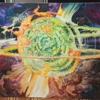 Картина под названием "Бог зажигает Звезду" - Павел Никитин, Подлинное произведение искусства, Акрил