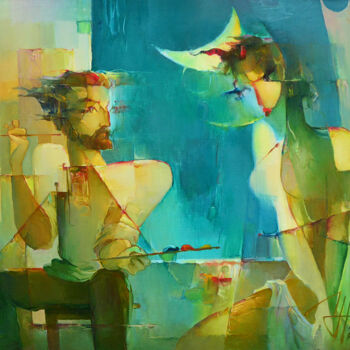 Картина под названием "Artist and the mode…" - Павел Шамыкаев, Подлинное произведение искусства, Масло