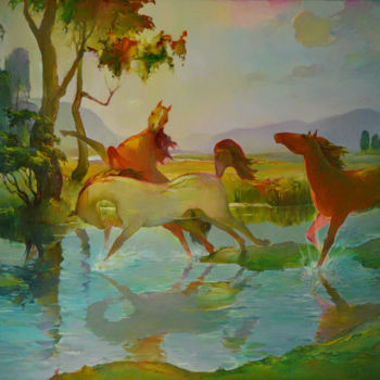 Painting titled "dsc-0219.jpg Summer." by Pavel Shamykaev, Original Artwork, Oil