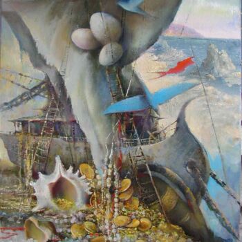 Pittura intitolato "остров сокровищ( bl…" da Pavel Sirokvasha, Opera d'arte originale, Olio