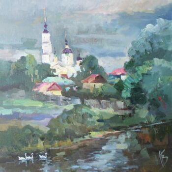 Картина под названием "гуси на реке Станов…" - Павел Веселкин, Подлинное произведение искусства