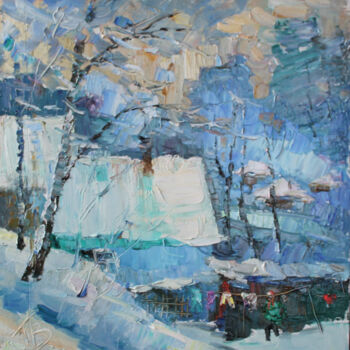 Картина под названием "голубой домишко" - Павел Веселкин, Подлинное произведение искусства
