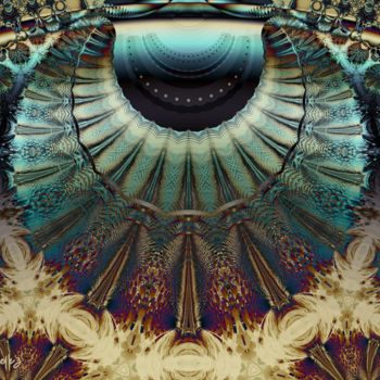 Digital Arts titled "Turquoise Feather L…" by Jim Pavelle, Original Artwork, 2D Digital Work