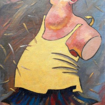 Картина под названием "Мужчина в жёлтой ма…" - Павел Мухортов, Подлинное произведение искусства, Масло