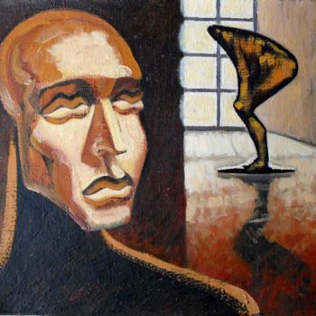 Картина под названием "Скульптор и его мод…" - Павел Мухортов, Подлинное произведение искусства, Масло