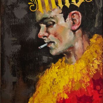 Painting titled "THE KING" by Pavel Zubkov, Original Artwork, Oil Mounted on Wood Stretcher frame