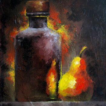 Картина под названием "Evening still life" - Pavel Zubkov, Подлинное произведение искусства, Масло Установлен на Деревянная…