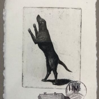 Estampas & grabados titulada "Dog etching from th…" por Pavlo Makov, Obra de arte original, Aguafuerte Montado en Cartulina