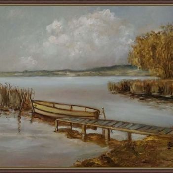 Painting titled "Лодка" by Nikolay Pavlenko, Original Artwork, Oil