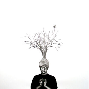 Dessin intitulée "Grey Matter-2" par Pawan Shharma, Œuvre d'art originale, Fusain