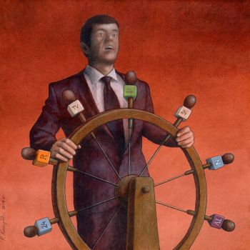 「"Propaganda": origi…」というタイトルの描画 Pawel Kuczynskiによって, オリジナルのアートワーク, パステル