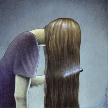 图画 标题为“"Hair": original ar…” 由Pawel Kuczynski, 原创艺术品, 粉彩