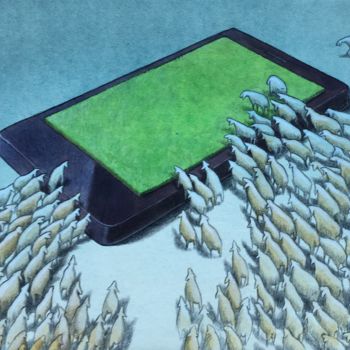 Tekening getiteld "Sheep - original ar…" door Pawel Kuczynski, Origineel Kunstwerk, Pastel