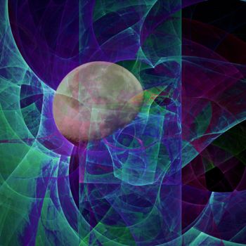 Arts numériques intitulée "lointaine lune" par Le Sage Coyote, Œuvre d'art originale, Travail numérique 2D