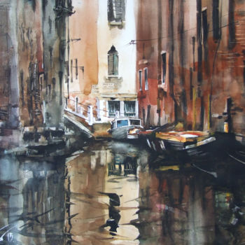 Painting titled "Calm of Venice II" by Pawel Gladkow, Original Artwork, Watercolor