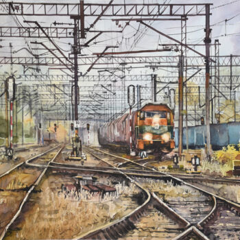 Painting titled "Wroclaw, Freight St…" by Pawel Gladkow, Original Artwork, Watercolor