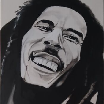 Painting titled "Bob Marley" by Paxton Tubind, Original Artwork, Acrylic Mounted on Wood Stretcher frame