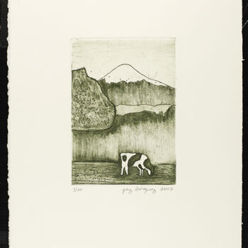 Estampas & grabados titulada ""Volcan Osorno"" por Paz Borquez-Chevallier, Obra de arte original, Grabado