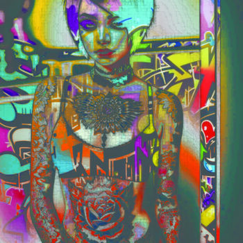 Digital Arts titled "Flower" by Paz, Original Artwork, Digital Collage