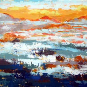 Pintura intitulada "tramonto sui ghiacc…" por Paola Benni, Obras de arte originais, Óleo