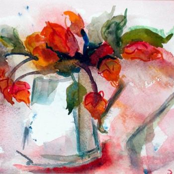 Malerei mit dem Titel "roselline di campag…" von Paola Benni, Original-Kunstwerk, Aquarell