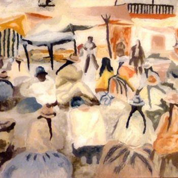 Картина под названием "mercato peruviano -…" - Paola Benni, Подлинное произведение искусства, Масло