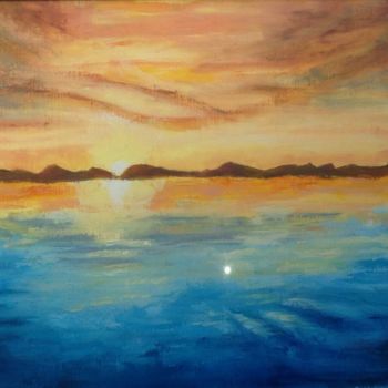 Картина под названием "tramonto d'estate -…" - Paola Benni, Подлинное произведение искусства, Масло