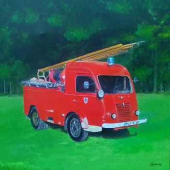 Peinture intitulée "Car pompier rétro.j…" par Pascal Boulommier, Œuvre d'art originale, Acrylique