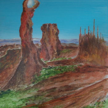 Malarstwo zatytułowany „Red Rocks.jpg” autorstwa Pascal Boulommier, Oryginalna praca, Akryl