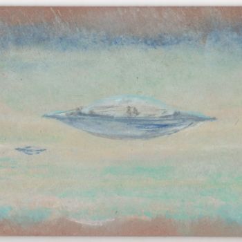 Ζωγραφική με τίτλο "Blue UFO" από Pascal Boulommier, Αυθεντικά έργα τέχνης, Ακρυλικό