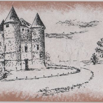 Zeichnungen mit dem Titel "Château de la Toure…" von Pascal Boulommier, Original-Kunstwerk, Tinte