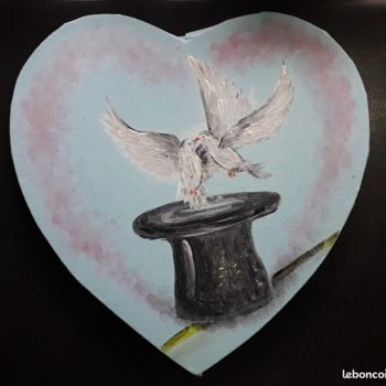 Картина под названием "Amour colombes" - Pascal Boulommier, Подлинное произведение искусства, Акрил