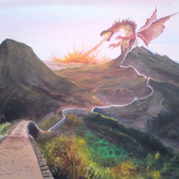Painting titled "Dragon céleste.jpg" by Pascal Boulommier, Original Artwork, Acrylic