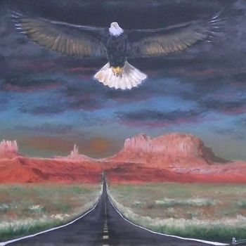 Painting titled "Magic flight above…" by Pascal Boulommier, Original Artwork, Acrylic