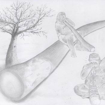 Drawing titled "15-aborigenes-2000p…" by Pascal Boulommier, Original Artwork, Pencil