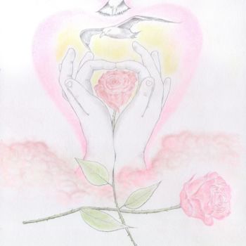 Drawing titled "09-les roses du par…" by Pascal Boulommier, Original Artwork, Pencil