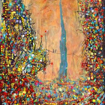 Painting titled "The molten rocket" by Patrice Bucher, Original Artwork, Oil